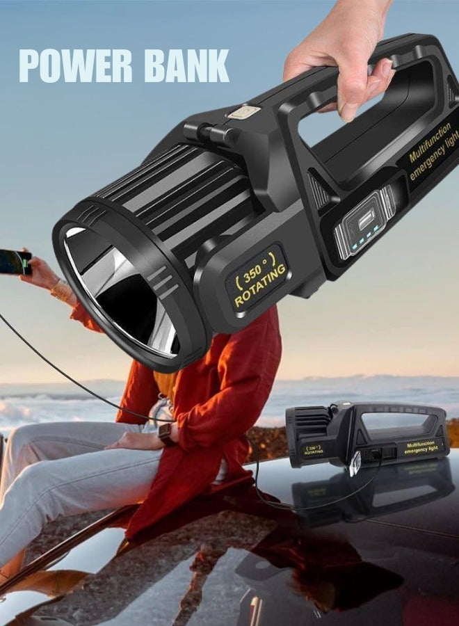 QLIGHT Rechargeable Flashlights Outdoor Handheld, 1,000,000 Lumens Led Spot Light Flashlight with Solar Panels, 9 Modes Waterproof Handheld Flash light for Camping Hiking Outdoor Marine Boating Hunting - Image 5